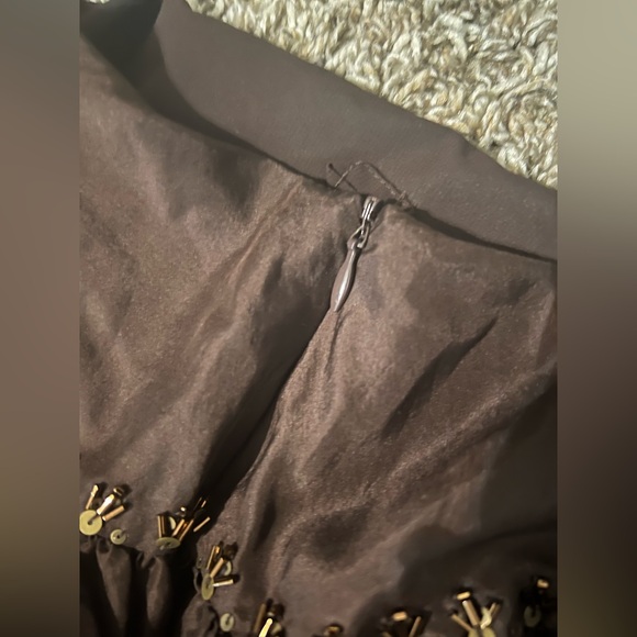 Talbots 100% Pure Silk Brown Pleated Full Skirt Maxi sz 8 P Beads & Sequins - Picture 10 of 10